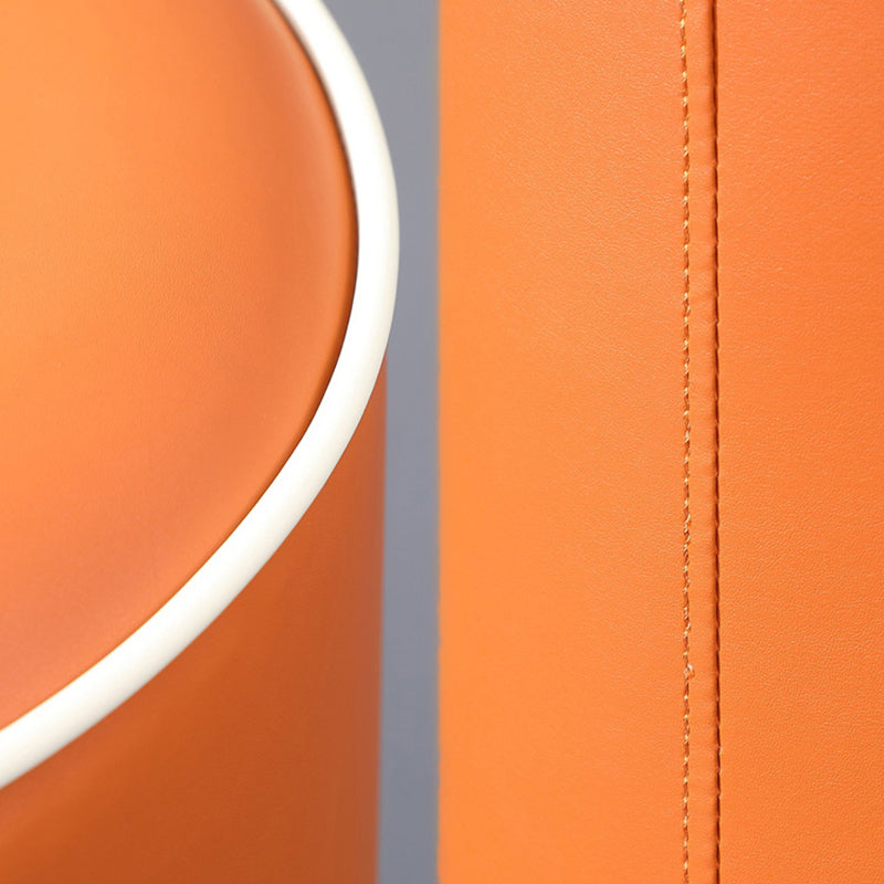 Orange Leather Round Standard Water Resistant Indoor Standard Clearhalo 'furn' 'furn_ottomans_poufs' 'Furniture' 'Living Room Furniture' 'Ottomans & Poufs' 'ottomans_poufs' 5865563
