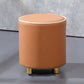 Orange Leather Round Standard Water Resistant Indoor Standard Khaki 1 Piece Clearhalo 'furn' 'furn_ottomans_poufs' 'Furniture' 'Living Room Furniture' 'Ottomans & Poufs' 'ottomans_poufs' 5865566