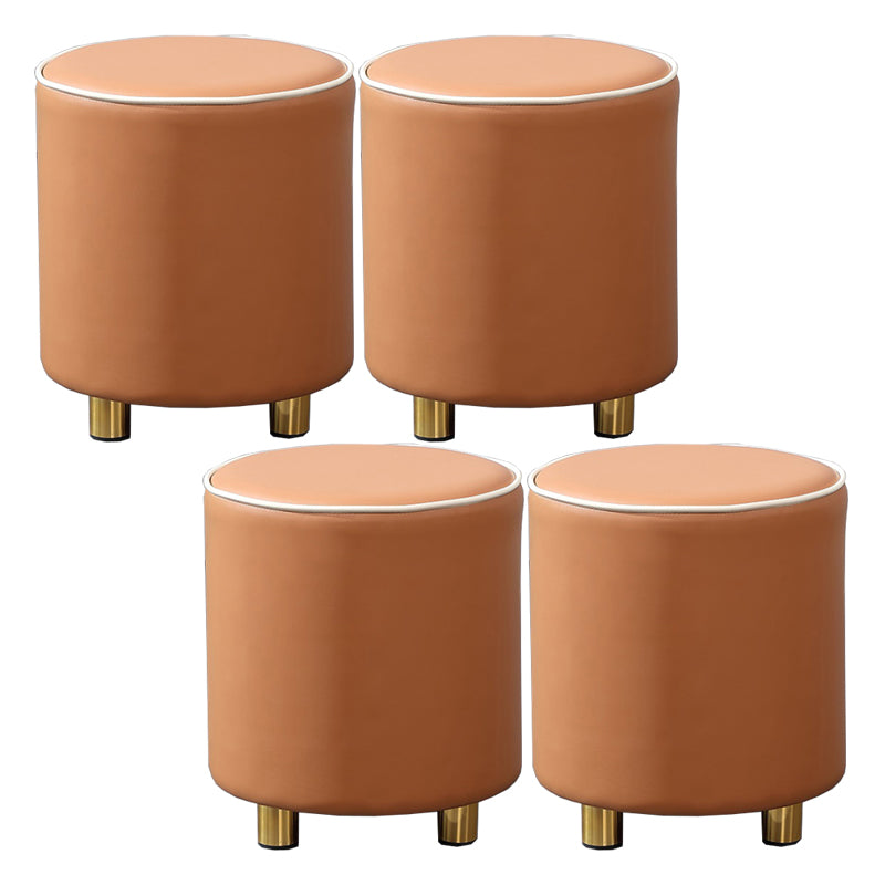 Orange Leather Round Standard Water Resistant Indoor Standard Khaki 4 Piece Set Clearhalo 'furn' 'furn_ottomans_poufs' 'Furniture' 'Living Room Furniture' 'Ottomans & Poufs' 'ottomans_poufs' 5865569
