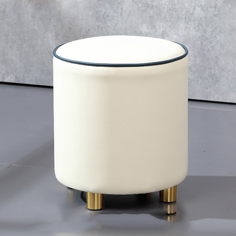 Orange Leather Round Standard Water Resistant Indoor Standard Cream 1 Piece Clearhalo 'furn' 'furn_ottomans_poufs' 'Furniture' 'Living Room Furniture' 'Ottomans & Poufs' 'ottomans_poufs' 5865572