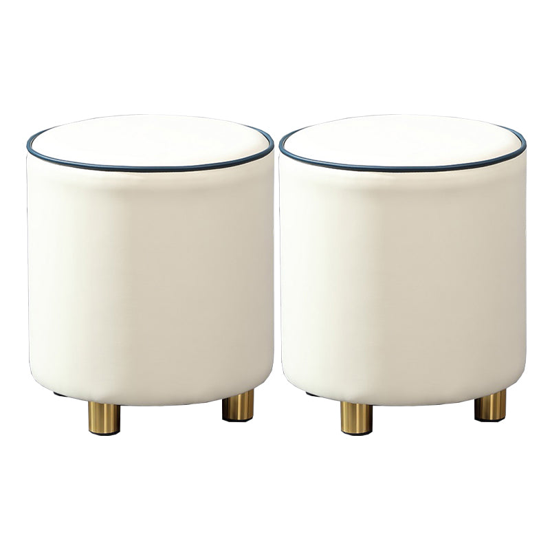 Orange Leather Round Standard Water Resistant Indoor Standard Cream 2 Piece Set Clearhalo 'furn' 'furn_ottomans_poufs' 'Furniture' 'Living Room Furniture' 'Ottomans & Poufs' 'ottomans_poufs' 5865573