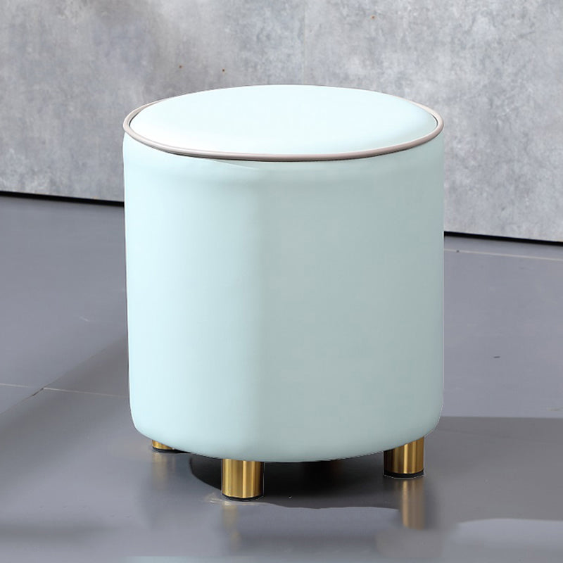 Orange Leather Round Standard Water Resistant Indoor Standard Dark Blue 1 Piece Clearhalo 'furn' 'furn_ottomans_poufs' 'Furniture' 'Living Room Furniture' 'Ottomans & Poufs' 'ottomans_poufs' 5865577