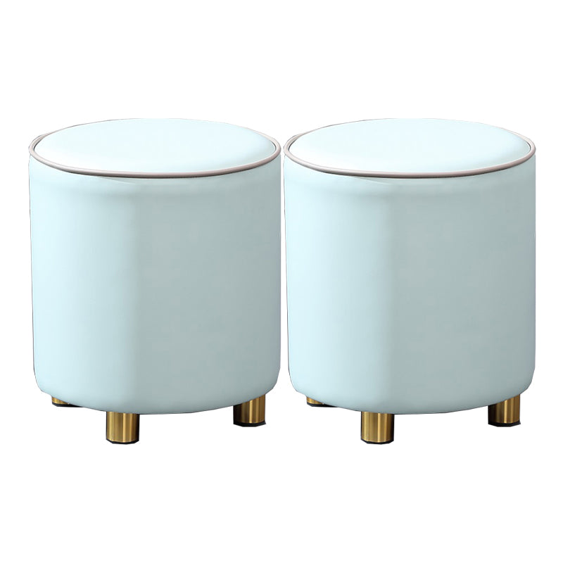 Orange Leather Round Standard Water Resistant Indoor Standard Dark Blue 2 Piece Set Clearhalo 'furn' 'furn_ottomans_poufs' 'Furniture' 'Living Room Furniture' 'Ottomans & Poufs' 'ottomans_poufs' 5865578