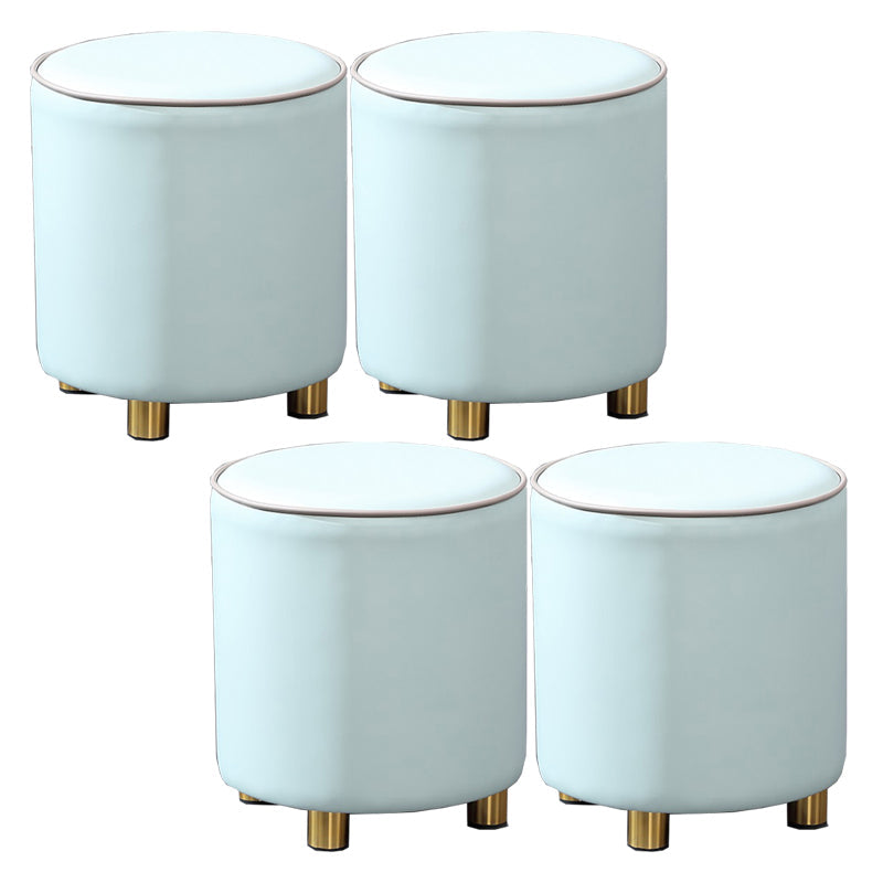 Orange Leather Round Standard Water Resistant Indoor Standard Dark Blue 4 Piece Set Clearhalo 'furn' 'furn_ottomans_poufs' 'Furniture' 'Living Room Furniture' 'Ottomans & Poufs' 'ottomans_poufs' 5865579