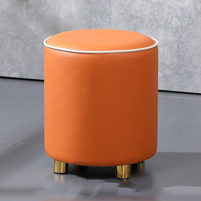 Orange Leather Round Standard Water Resistant Indoor Standard Orange 1 Piece Clearhalo 'furn' 'furn_ottomans_poufs' 'Furniture' 'Living Room Furniture' 'Ottomans & Poufs' 'ottomans_poufs' 5865580