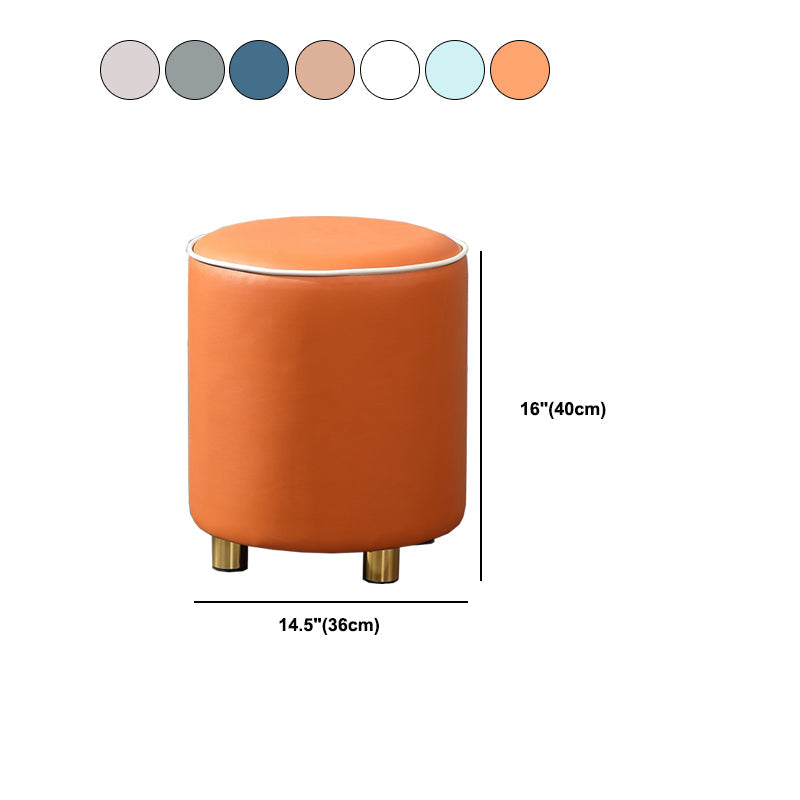 Orange Leather Round Standard Water Resistant Indoor Standard Clearhalo 'furn' 'furn_ottomans_poufs' 'Furniture' 'Living Room Furniture' 'Ottomans & Poufs' 'ottomans_poufs' 5865583