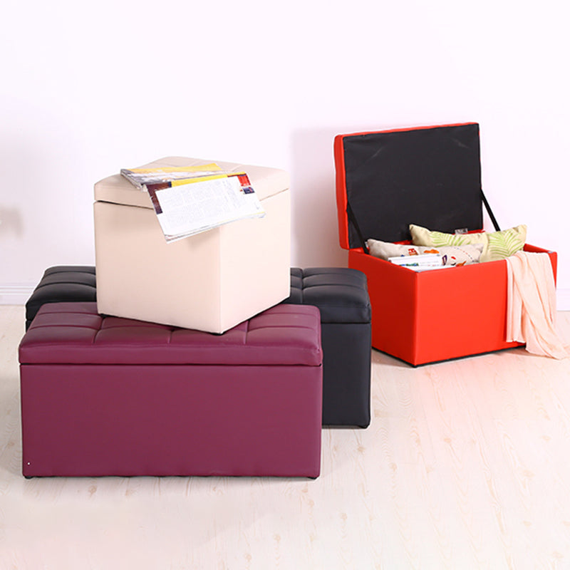 Moderne Pouf Ottomane PU Leder gepolstert Tufted Square Ottoman mit Lagerung
