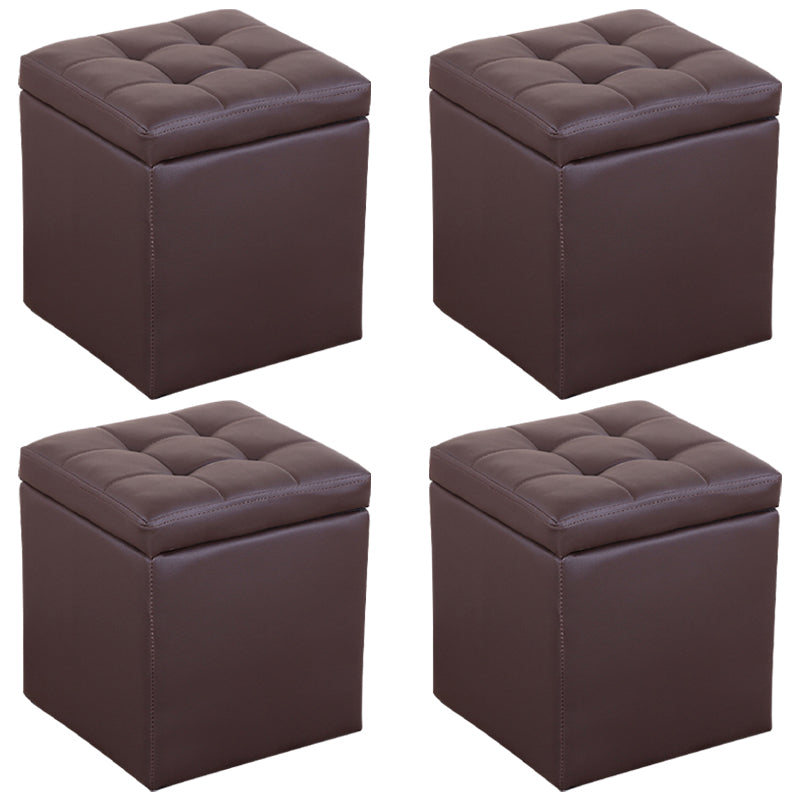 Moderne Pouf Ottomane PU Leder gepolstert Tufted Square Ottoman mit Lagerung