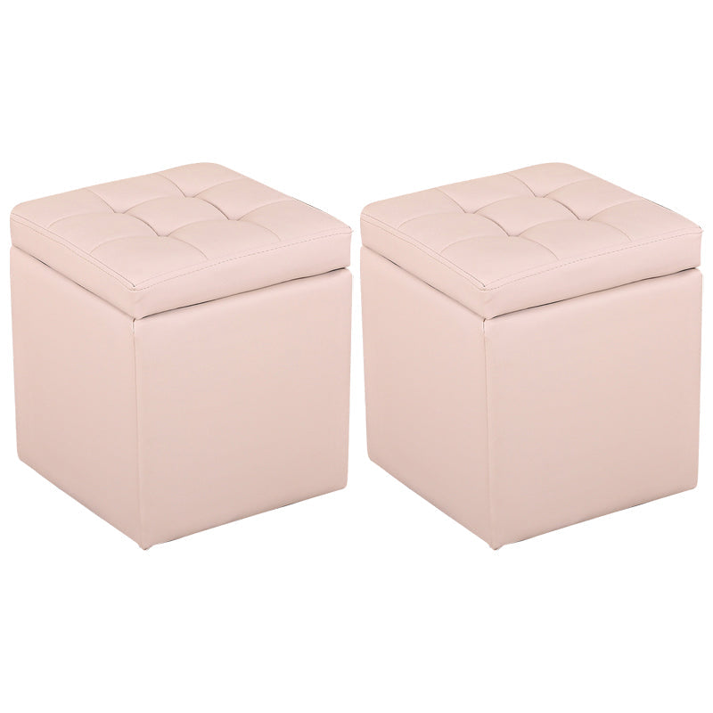 Moderne Pouf Ottomane PU Leder gepolstert Tufted Square Ottoman mit Lagerung