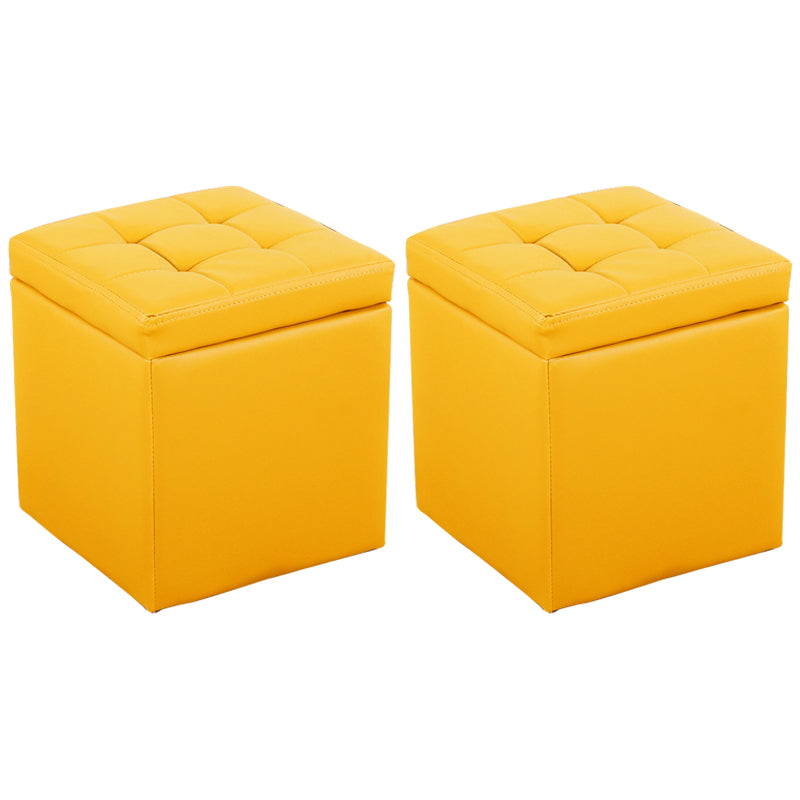Moderne Pouf Ottomane PU Leder gepolstert Tufted Square Ottoman mit Lagerung