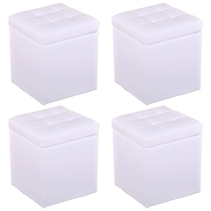 Moderne Pouf Ottomane PU Leder gepolstert Tufted Square Ottoman mit Lagerung