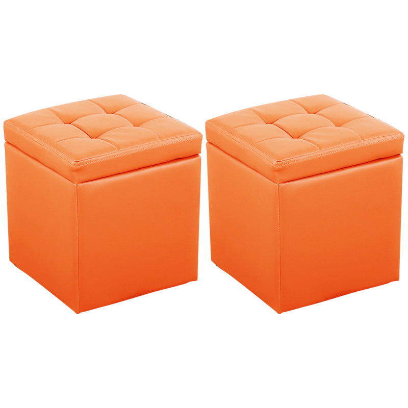 Moderne Pouf Ottomane PU Leder gepolstert Tufted Square Ottoman mit Lagerung