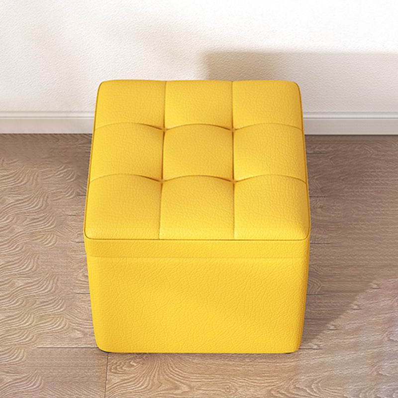 Contemporary Pouf Ottoman PU Leather Upholstered Tufted Square Ottoman with Storage Clearhalo 'furn' 'furn_ottomans_poufs' 'Furniture' 'Living Room Furniture' 'Ottomans & Poufs' 'ottomans_poufs' 5865636
