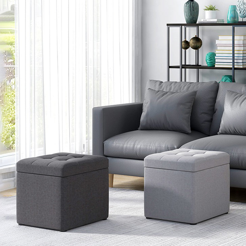 Contemporary Pouf Ottoman PU Leather Upholstered Tufted Square Ottoman with Storage Clearhalo 'furn' 'furn_ottomans_poufs' 'Furniture' 'Living Room Furniture' 'Ottomans & Poufs' 'ottomans_poufs' 5865638