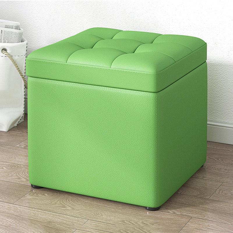 Contemporary Pouf Ottoman PU Leather Upholstered Tufted Square Ottoman with Storage Green 1 Piece Clearhalo 'furn' 'furn_ottomans_poufs' 'Furniture' 'Living Room Furniture' 'Ottomans & Poufs' 'ottomans_poufs' 5865642