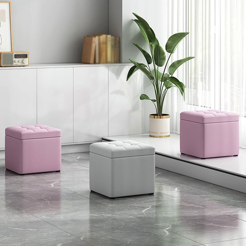 Contemporary Pouf Ottoman PU Leather Upholstered Tufted Square Ottoman with Storage Clearhalo 'furn' 'furn_ottomans_poufs' 'Furniture' 'Living Room Furniture' 'Ottomans & Poufs' 'ottomans_poufs' 5865643