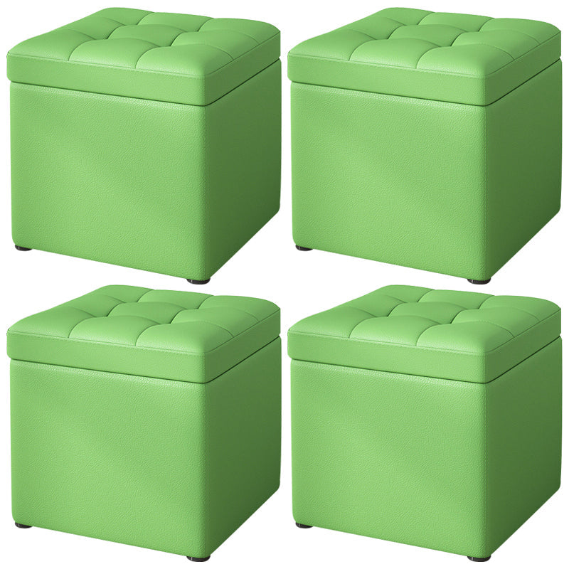 Contemporary Pouf Ottoman PU Leather Upholstered Tufted Square Ottoman with Storage Green 4 Piece Set Clearhalo 'furn' 'furn_ottomans_poufs' 'Furniture' 'Living Room Furniture' 'Ottomans & Poufs' 'ottomans_poufs' 5865647