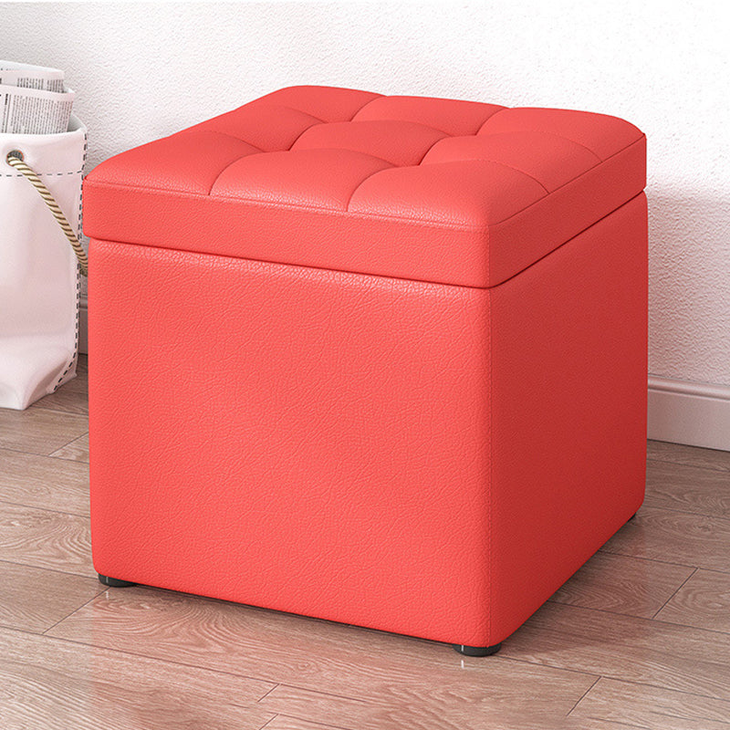 Contemporary Pouf Ottoman PU Leather Upholstered Tufted Square Ottoman with Storage Red 1 Piece Clearhalo 'furn' 'furn_ottomans_poufs' 'Furniture' 'Living Room Furniture' 'Ottomans & Poufs' 'ottomans_poufs' 5865649