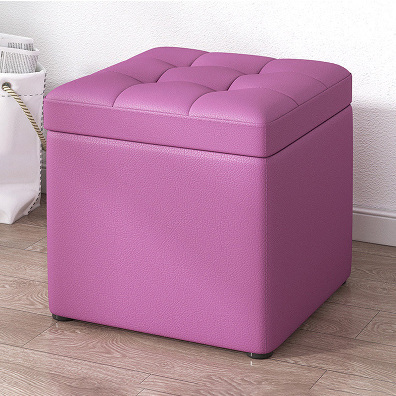 Contemporary Pouf Ottoman PU Leather Upholstered Tufted Square Ottoman with Storage Purple 1 Piece Clearhalo 'furn' 'furn_ottomans_poufs' 'Furniture' 'Living Room Furniture' 'Ottomans & Poufs' 'ottomans_poufs' 5865654