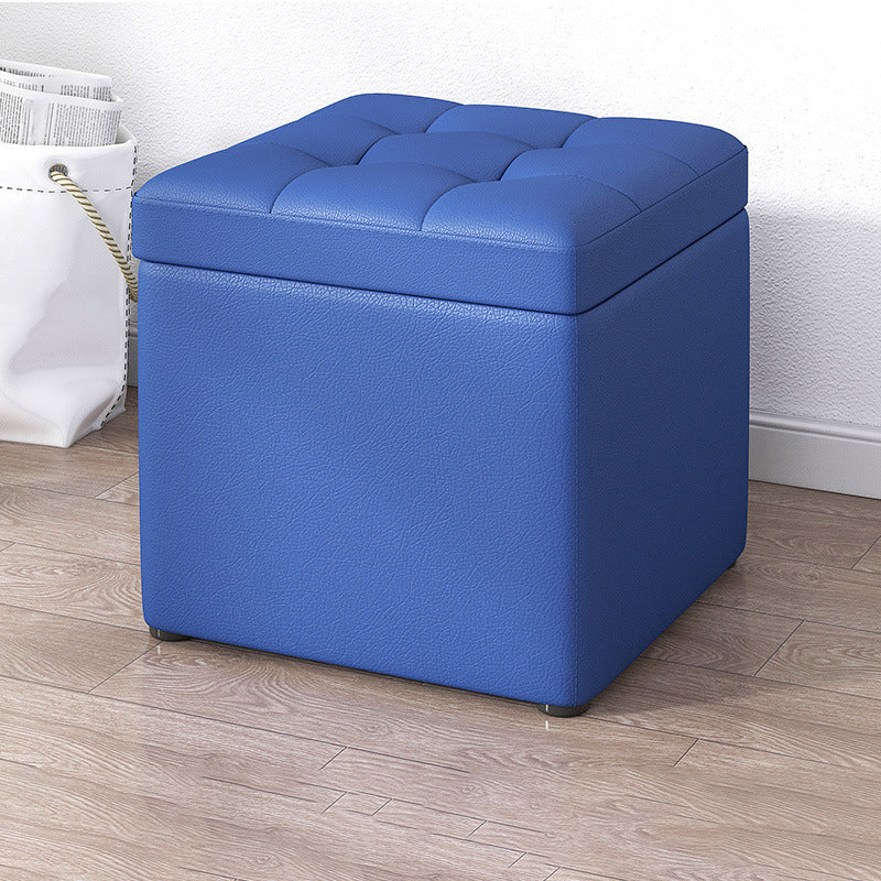 Contemporary Pouf Ottoman PU Leather Upholstered Tufted Square Ottoman with Storage Blue 1 Piece Clearhalo 'furn' 'furn_ottomans_poufs' 'Furniture' 'Living Room Furniture' 'Ottomans & Poufs' 'ottomans_poufs' 5865663