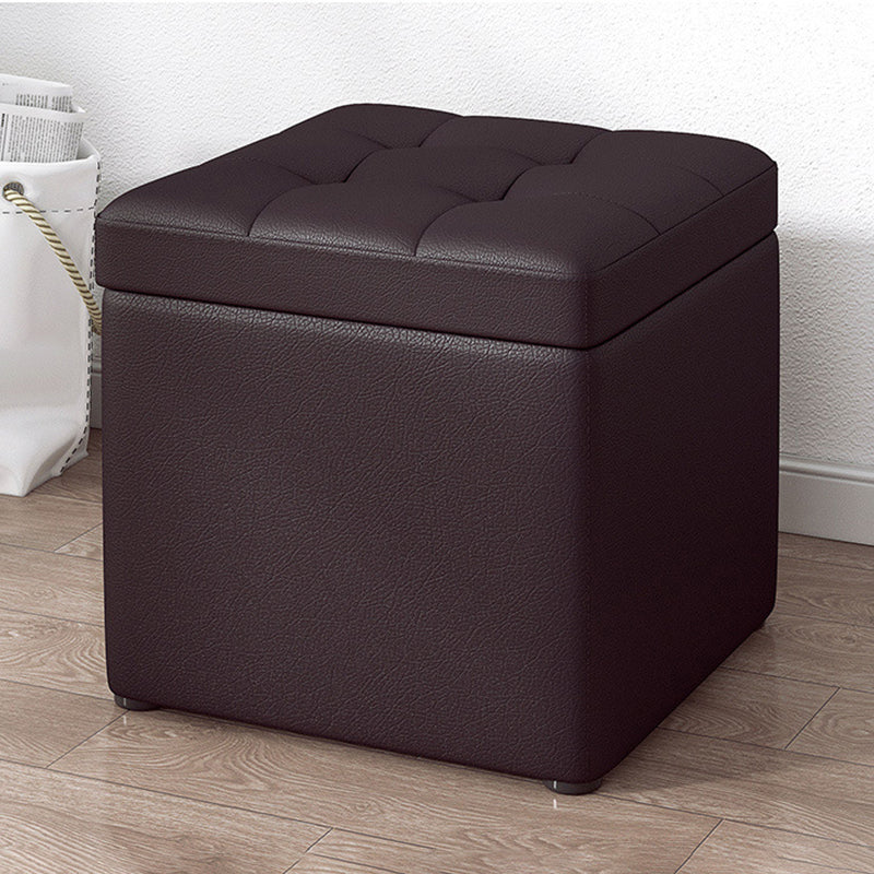 Contemporary Pouf Ottoman PU Leather Upholstered Tufted Square Ottoman with Storage Brown 1 Piece Clearhalo 'furn' 'furn_ottomans_poufs' 'Furniture' 'Living Room Furniture' 'Ottomans & Poufs' 'ottomans_poufs' 5865672