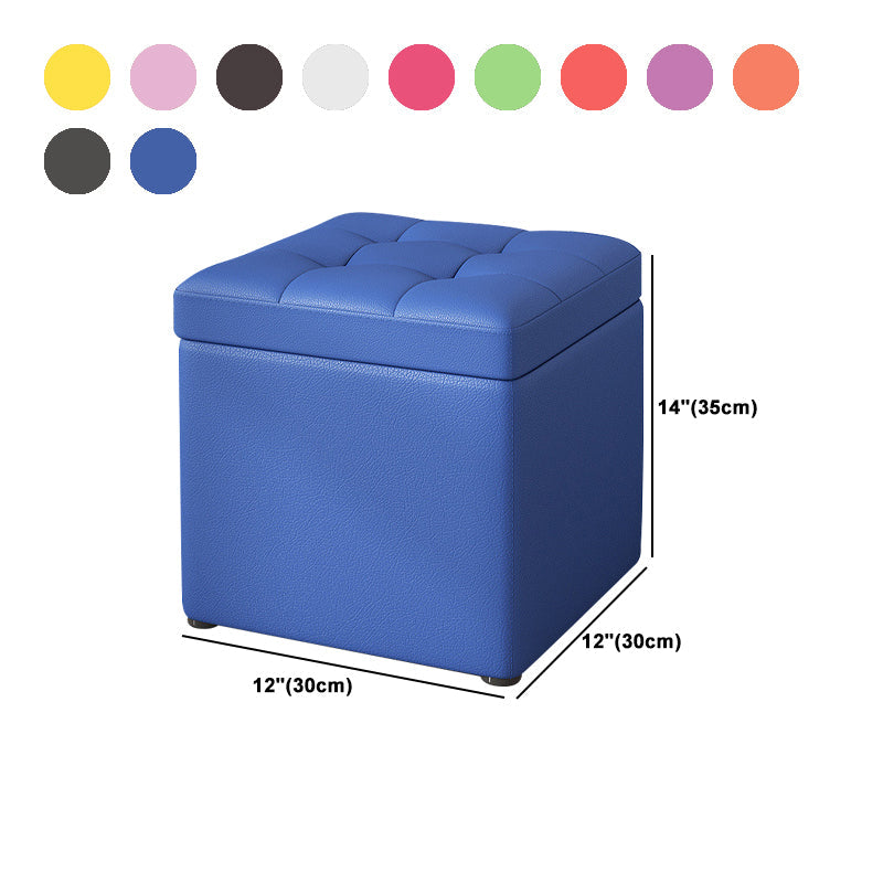Contemporary Pouf Ottoman PU Leather Upholstered Tufted Square Ottoman with Storage Clearhalo 'furn' 'furn_ottomans_poufs' 'Furniture' 'Living Room Furniture' 'Ottomans & Poufs' 'ottomans_poufs' 5865678