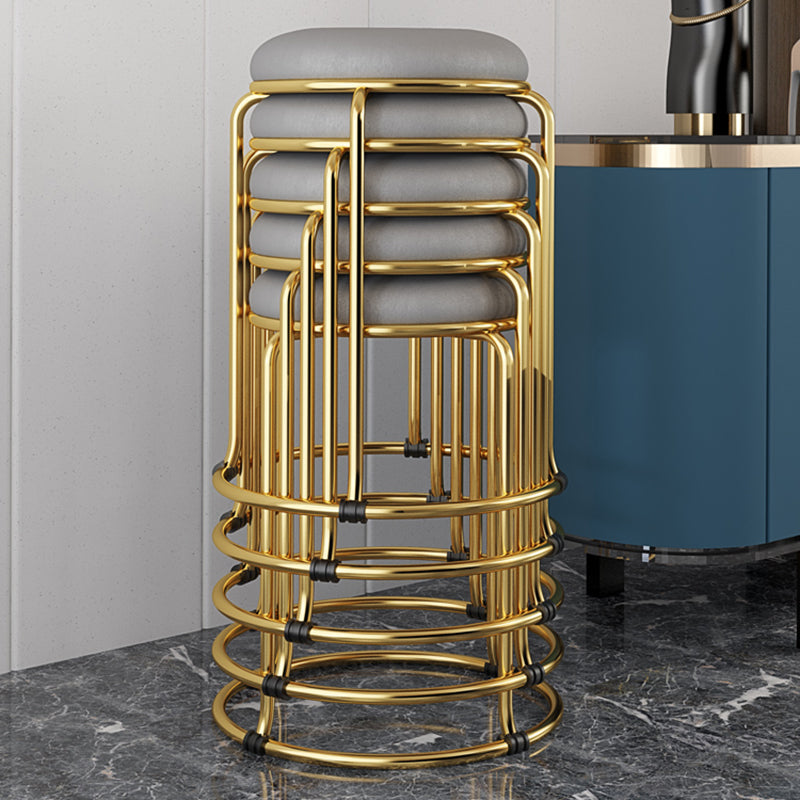 Indoor Round Ottoman Glam Standard Stain Resistant Velvet Ottoman Clearhalo 'furn' 'furn_ottomans_poufs' 'Furniture' 'Living Room Furniture' 'Ottomans & Poufs' 'ottomans_poufs' 5865679