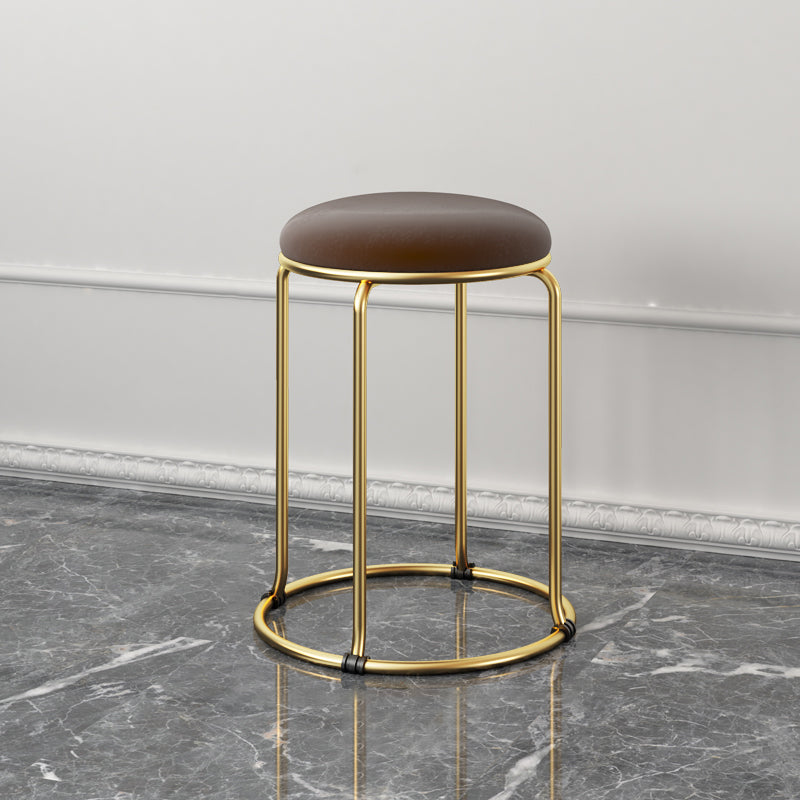 Indoor Round Ottoman Glam Standard Stain Resistant Velvet Ottoman Brown 1 Piece Clearhalo 'furn' 'furn_ottomans_poufs' 'Furniture' 'Living Room Furniture' 'Ottomans & Poufs' 'ottomans_poufs' 5865680