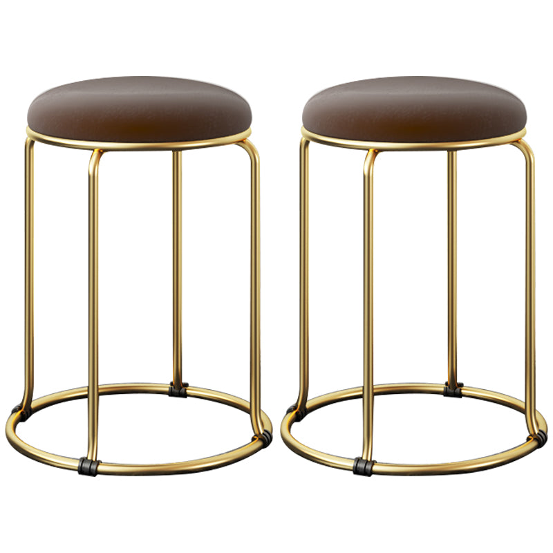 Indoor Round Ottoman Glam Standard Stain Resistant Velvet Ottoman Brown 2 Piece Set Clearhalo 'furn' 'furn_ottomans_poufs' 'Furniture' 'Living Room Furniture' 'Ottomans & Poufs' 'ottomans_poufs' 5865682