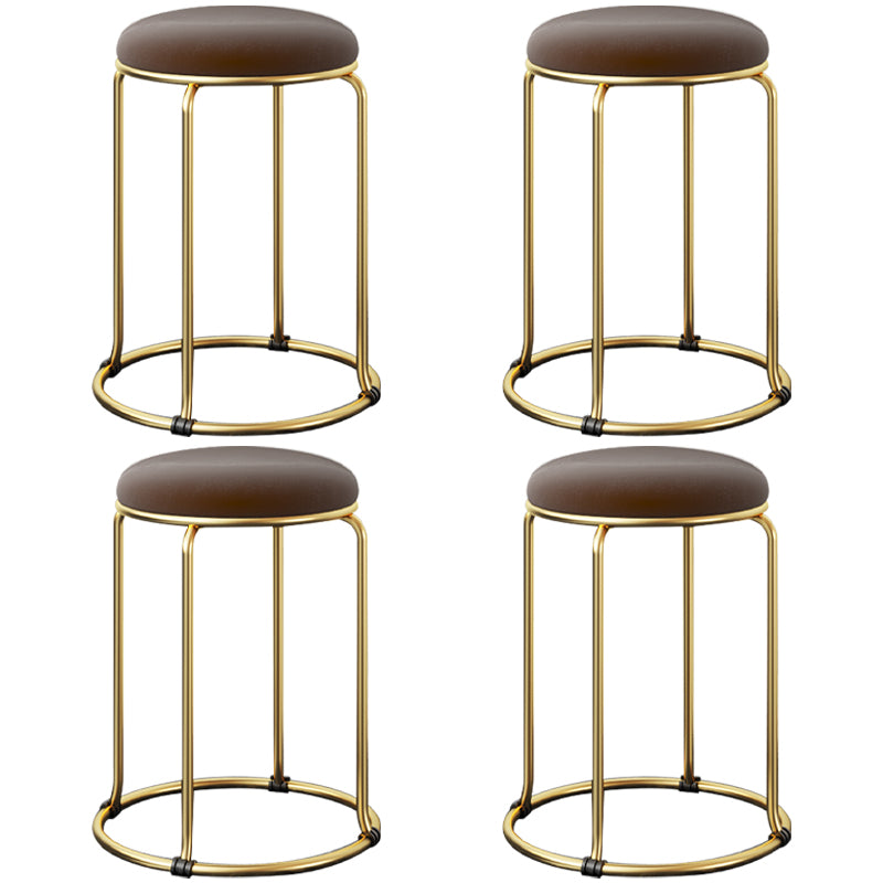 Indoor Round Ottoman Glam Standard Stain Resistant Velvet Ottoman Brown 4 Piece Set Clearhalo 'furn' 'furn_ottomans_poufs' 'Furniture' 'Living Room Furniture' 'Ottomans & Poufs' 'ottomans_poufs' 5865683