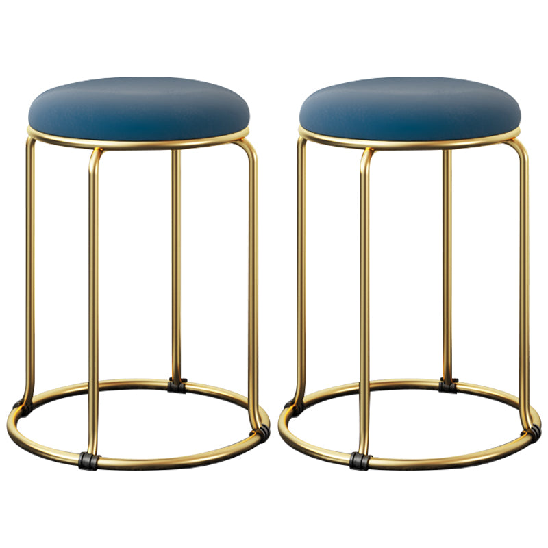 Indoor Round Ottoman Glam Standard Stain Resistant Velvet Ottoman Royal Blue 2 Piece Set Clearhalo 'furn' 'furn_ottomans_poufs' 'Furniture' 'Living Room Furniture' 'Ottomans & Poufs' 'ottomans_poufs' 5865687