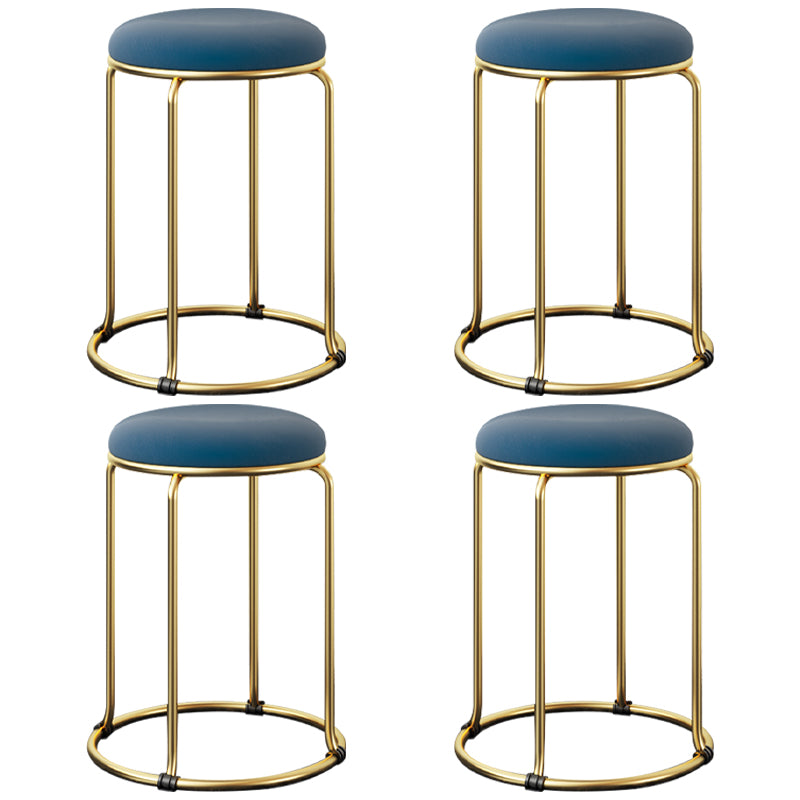 Indoor Round Ottoman Glam Standard Stain Resistant Velvet Ottoman Royal Blue 4 Piece Set Clearhalo 'furn' 'furn_ottomans_poufs' 'Furniture' 'Living Room Furniture' 'Ottomans & Poufs' 'ottomans_poufs' 5865690