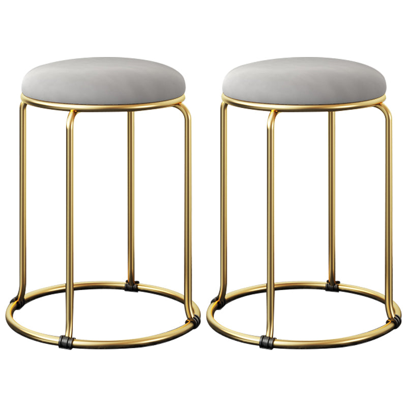 Indoor Round Ottoman Glam Standard Stain Resistant Velvet Ottoman Grey 2 Piece Set Clearhalo 'furn' 'furn_ottomans_poufs' 'Furniture' 'Living Room Furniture' 'Ottomans & Poufs' 'ottomans_poufs' 5865694