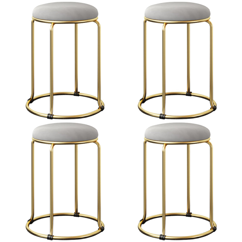 Indoor Round Ottoman Glam Standard Stain Resistant Velvet Ottoman Grey 4 Piece Set Clearhalo 'furn' 'furn_ottomans_poufs' 'Furniture' 'Living Room Furniture' 'Ottomans & Poufs' 'ottomans_poufs' 5865696