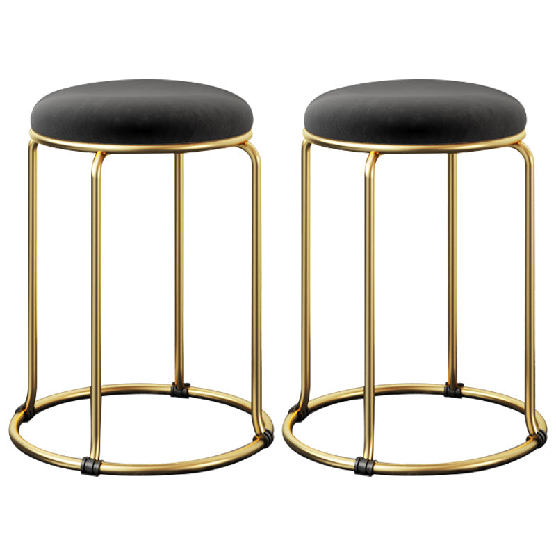 Indoor Round Ottoman Glam Standard Stain Resistant Velvet Ottoman Black 2 Piece Set Clearhalo 'furn' 'furn_ottomans_poufs' 'Furniture' 'Living Room Furniture' 'Ottomans & Poufs' 'ottomans_poufs' 5865699