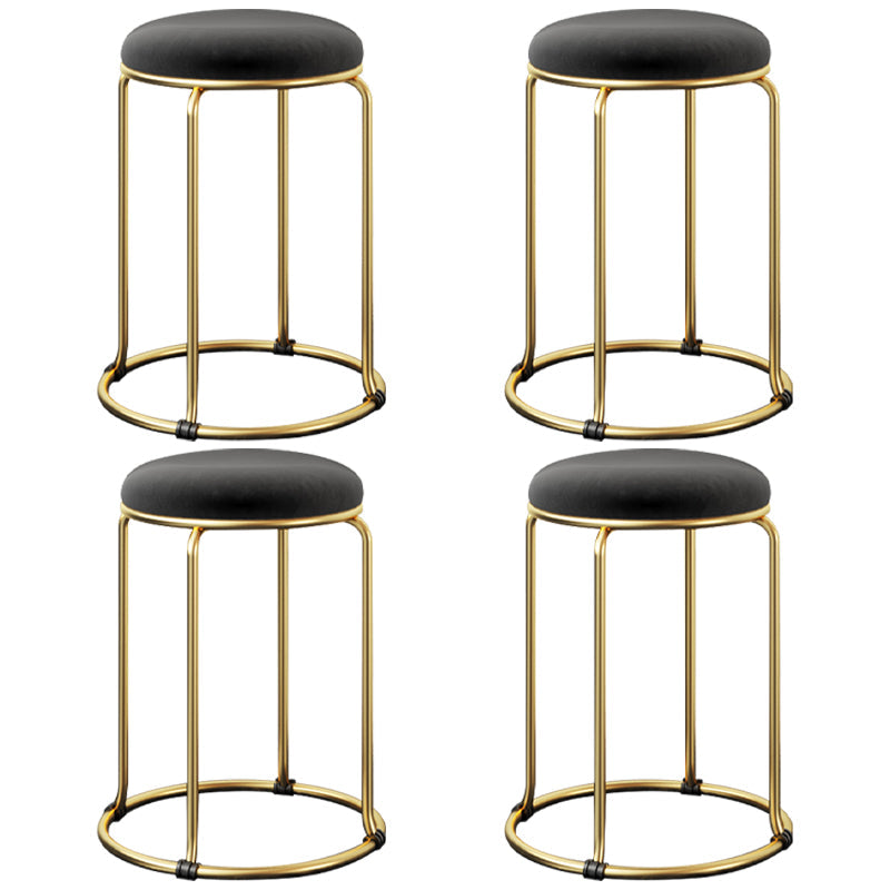 Indoor Round Ottoman Glam Standard Stain Resistant Velvet Ottoman Black 4 Piece Set Clearhalo 'furn' 'furn_ottomans_poufs' 'Furniture' 'Living Room Furniture' 'Ottomans & Poufs' 'ottomans_poufs' 5865700