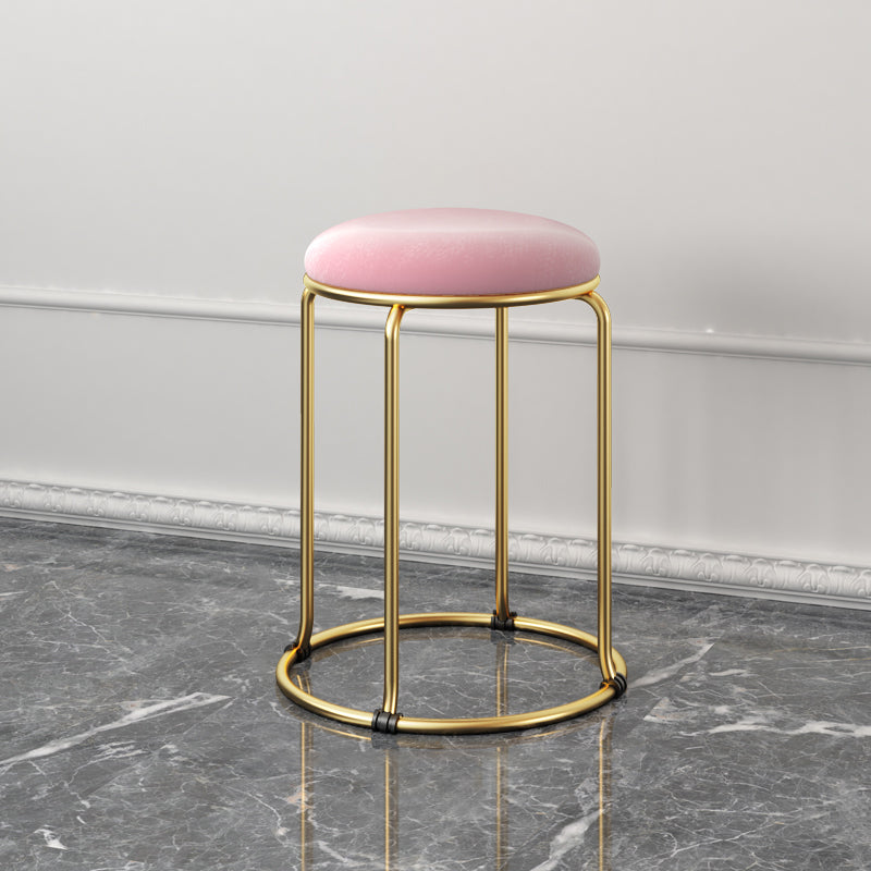 Indoor Round Ottoman Glam Standard Stain Resistant Velvet Ottoman Pink 1 Piece Clearhalo 'furn' 'furn_ottomans_poufs' 'Furniture' 'Living Room Furniture' 'Ottomans & Poufs' 'ottomans_poufs' 5865701