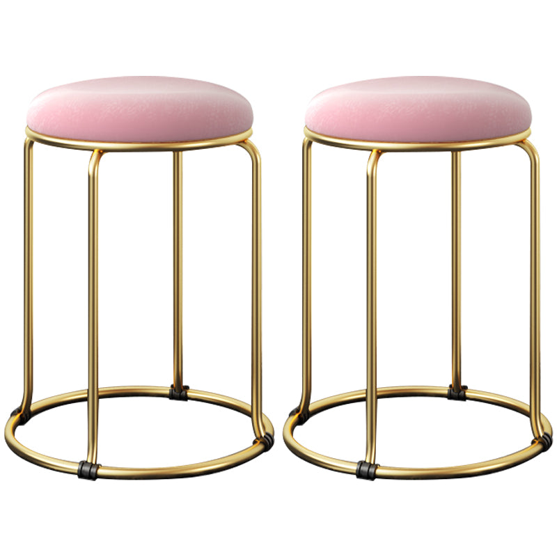 Indoor Round Ottoman Glam Standard Stain Resistant Velvet Ottoman Pink 2 Piece Set Clearhalo 'furn' 'furn_ottomans_poufs' 'Furniture' 'Living Room Furniture' 'Ottomans & Poufs' 'ottomans_poufs' 5865702