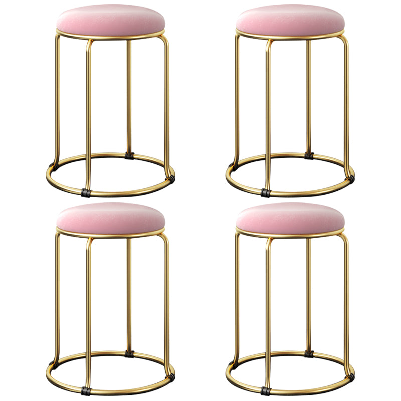 Indoor Round Ottoman Glam Standard Stain Resistant Velvet Ottoman Pink 4 Piece Set Clearhalo 'furn' 'furn_ottomans_poufs' 'Furniture' 'Living Room Furniture' 'Ottomans & Poufs' 'ottomans_poufs' 5865703