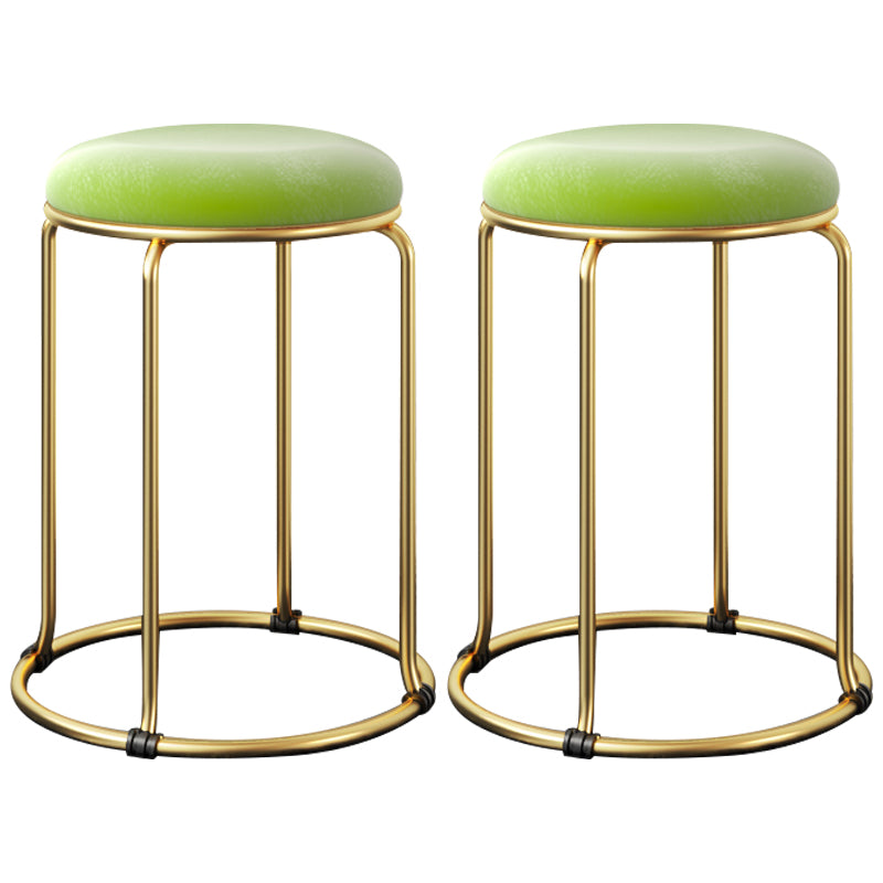 Indoor Round Ottoman Glam Standard Stain Resistant Velvet Ottoman Green 2 Piece Set Clearhalo 'furn' 'furn_ottomans_poufs' 'Furniture' 'Living Room Furniture' 'Ottomans & Poufs' 'ottomans_poufs' 5865705