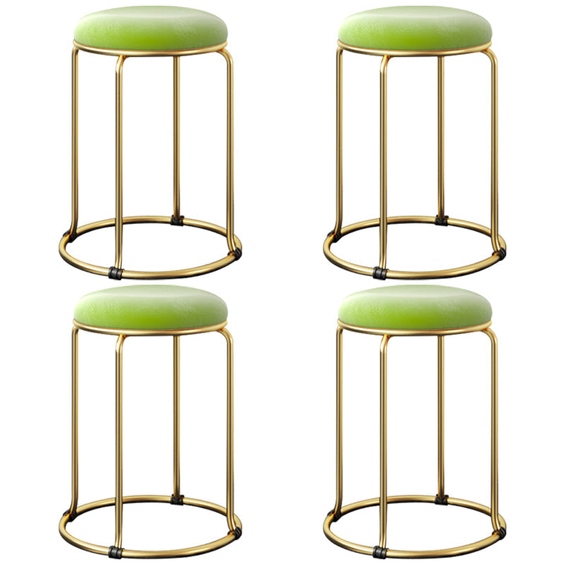 Indoor Round Ottoman Glam Standard Stain Resistant Velvet Ottoman Green 4 Piece Set Clearhalo 'furn' 'furn_ottomans_poufs' 'Furniture' 'Living Room Furniture' 'Ottomans & Poufs' 'ottomans_poufs' 5865706