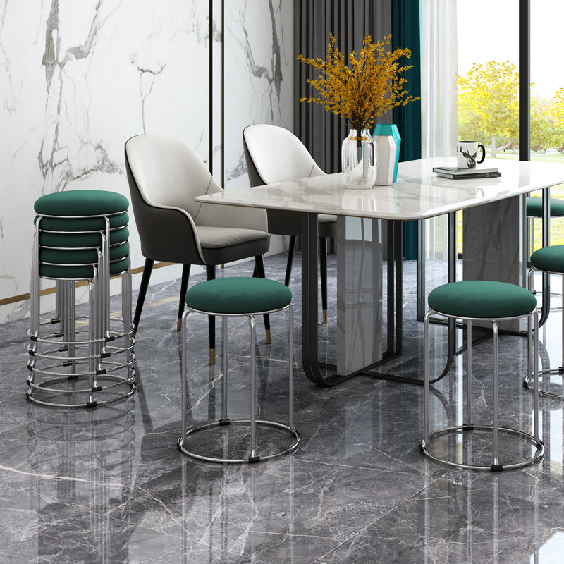 Contemporary Standard Ottoman Velvet Scratch Resistant Whole Colored Round Ottoman Clearhalo 'furn' 'furn_ottomans_poufs' 'Furniture' 'Living Room Furniture' 'Ottomans & Poufs' 'ottomans_poufs' 5865710