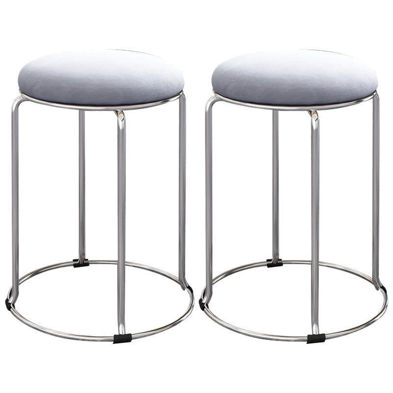 Contemporary Standard Ottoman Velvet Scratch Resistant Whole Colored Round Ottoman Grey 2 Piece Set Clearhalo 'furn' 'furn_ottomans_poufs' 'Furniture' 'Living Room Furniture' 'Ottomans & Poufs' 'ottomans_poufs' 5865722