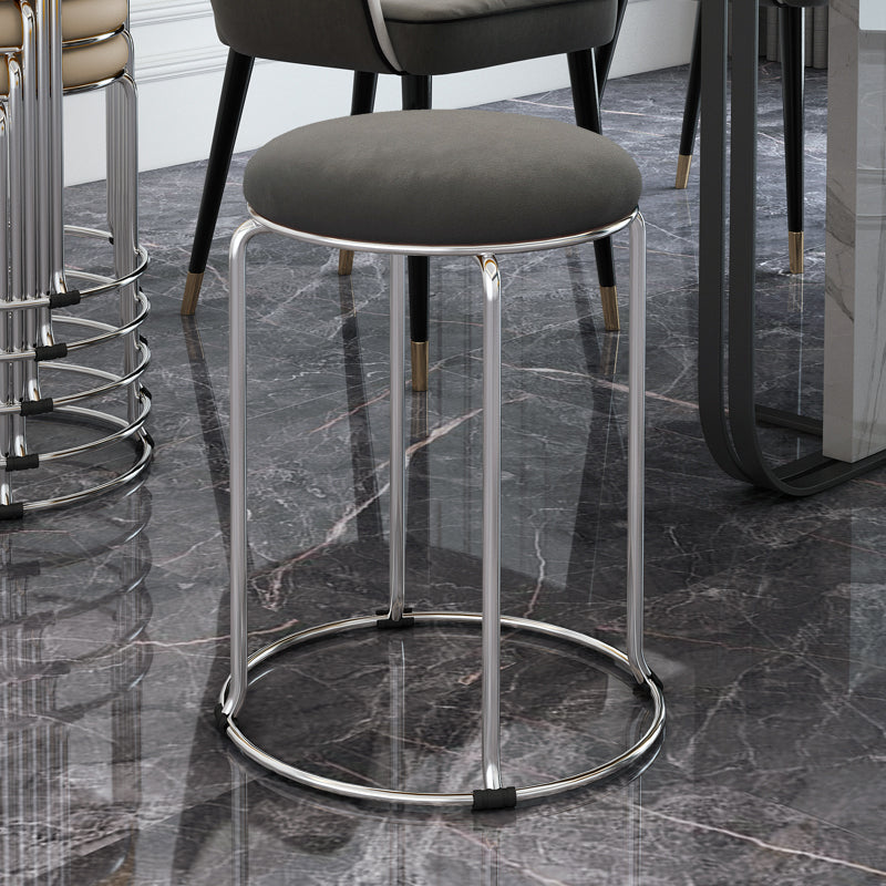 Contemporary Standard Ottoman Velvet Scratch Resistant Whole Colored Round Ottoman Dark Gray 1 Piece Clearhalo 'furn' 'furn_ottomans_poufs' 'Furniture' 'Living Room Furniture' 'Ottomans & Poufs' 'ottomans_poufs' 5865728