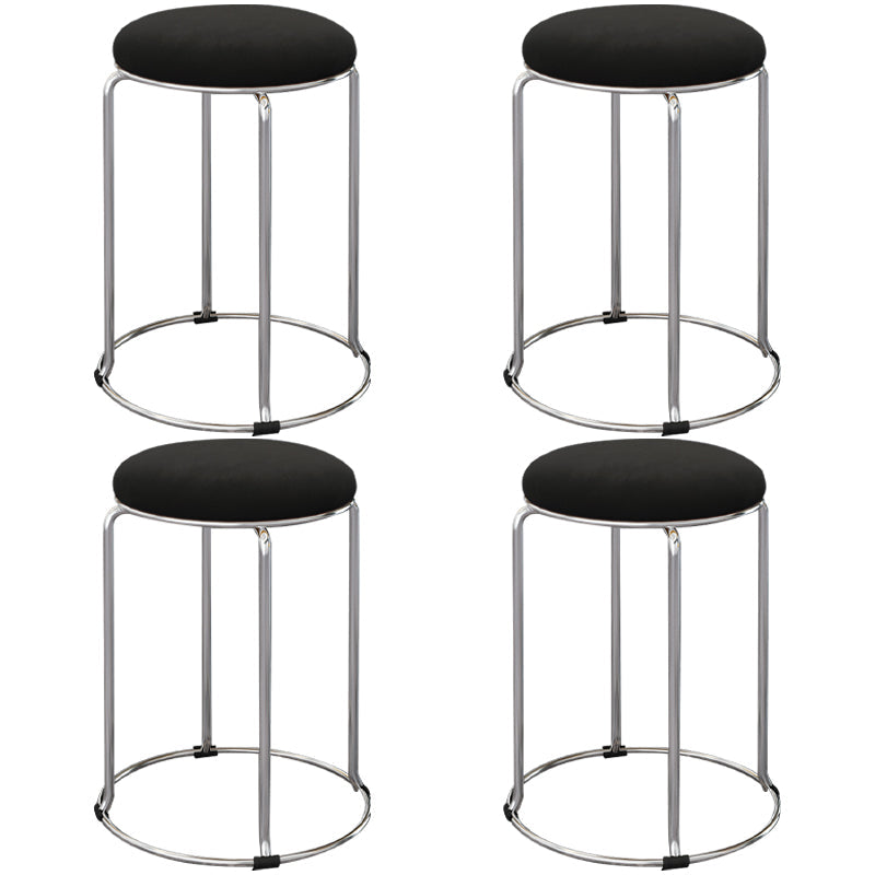 Contemporary Standard Ottoman Velvet Scratch Resistant Whole Colored Round Ottoman Black 4 Piece Set Clearhalo 'furn' 'furn_ottomans_poufs' 'Furniture' 'Living Room Furniture' 'Ottomans & Poufs' 'ottomans_poufs' 5865733