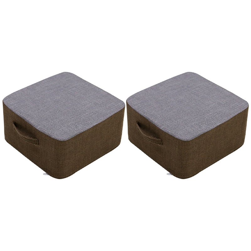Casual Cotton Pouf Chair Contrast Color Square Upholstered Ottoman Stool Gray-Brown 2 Piece Set Clearhalo 'furn' 'furn_ottomans_poufs' 'Furniture' 'Living Room Furniture' 'Ottomans & Poufs' 'ottomans_poufs' 5865738