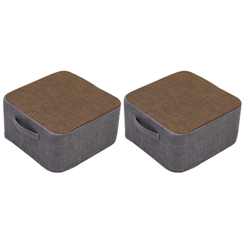 Casual Cotton Pouf Chair Contrast Color Square Upholstered Ottoman Stool Gray-Khaki 2 Piece Set Clearhalo 'furn' 'furn_ottomans_poufs' 'Furniture' 'Living Room Furniture' 'Ottomans & Poufs' 'ottomans_poufs' 5865749