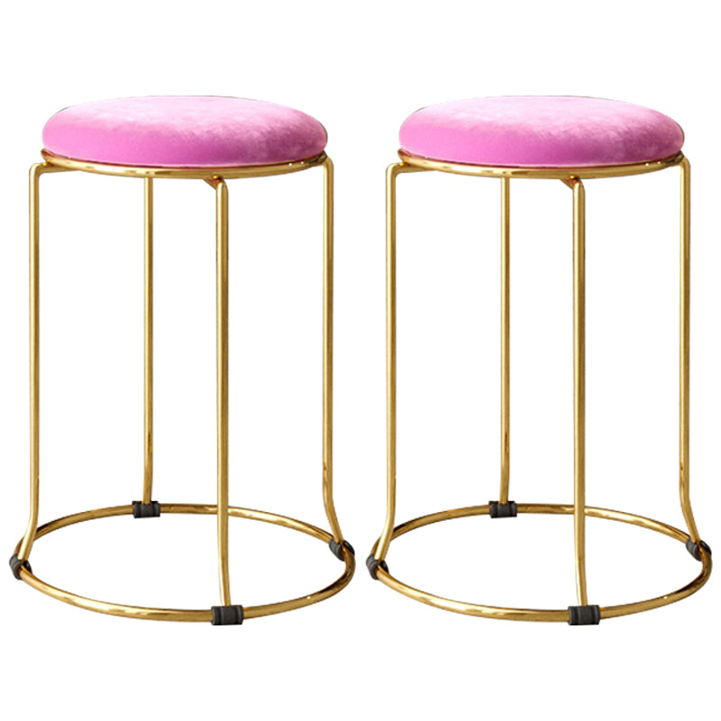 Gorgeous Standard Ottoman Pure Color Stain Resistant Velvet Footstool Ottoman Pink 2 Piece Set Clearhalo 'furn' 'furn_ottomans_poufs' 'Furniture' 'Living Room Furniture' 'Ottomans & Poufs' 'ottomans_poufs' 5865784