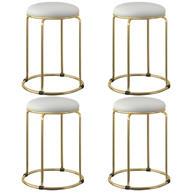 Faux Leather Mildew Resistant Ottoman Round Glam Solid Standard Ottoman Beige 4 Piece Set Clearhalo 'furn' 'furn_ottomans_poufs' 'Furniture' 'Living Room Furniture' 'Ottomans & Poufs' 'ottomans_poufs' 5865822