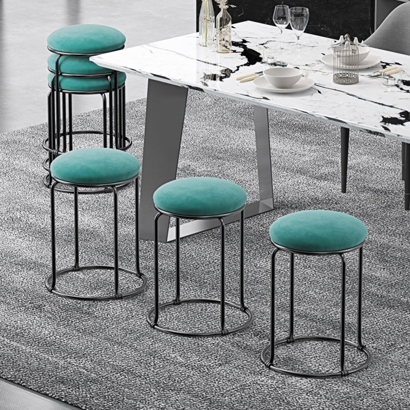 Faux Leather Mildew Resistant Ottoman Round Glam Solid Standard Ottoman Clearhalo 'furn' 'furn_ottomans_poufs' 'Furniture' 'Living Room Furniture' 'Ottomans & Poufs' 'ottomans_poufs' 5865824